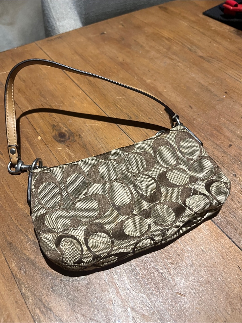 Coach Signature Canvas Brown & Beige Wristlet